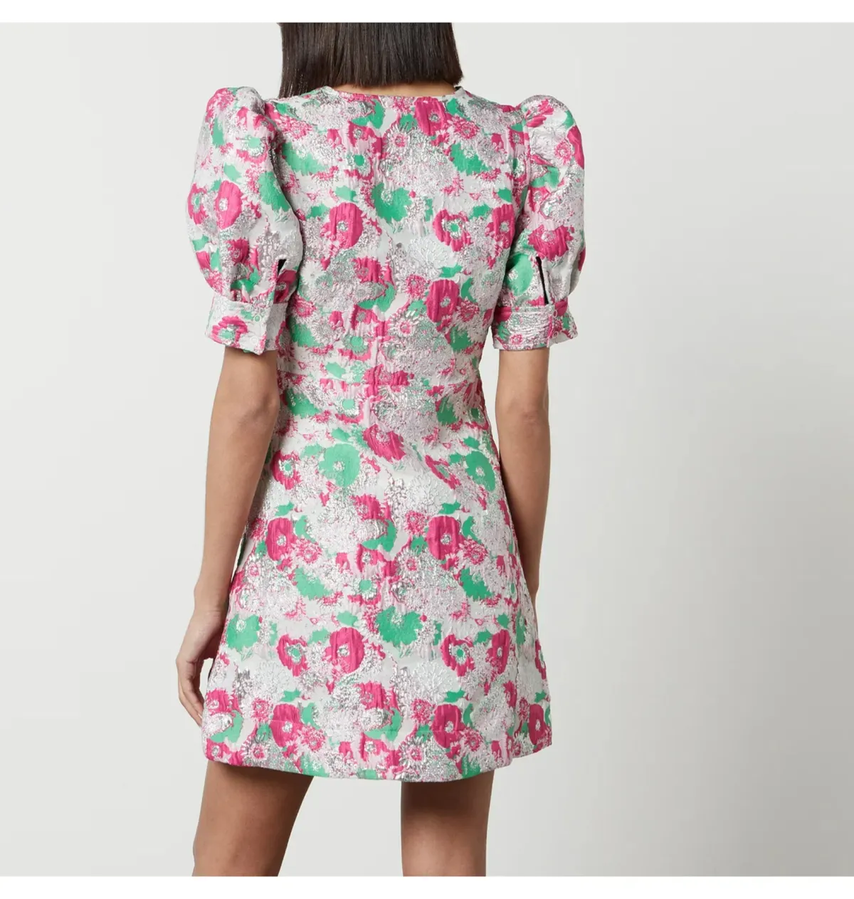 Ganni Jacquard Mini Dress Floral Size UK 12 - Image 4