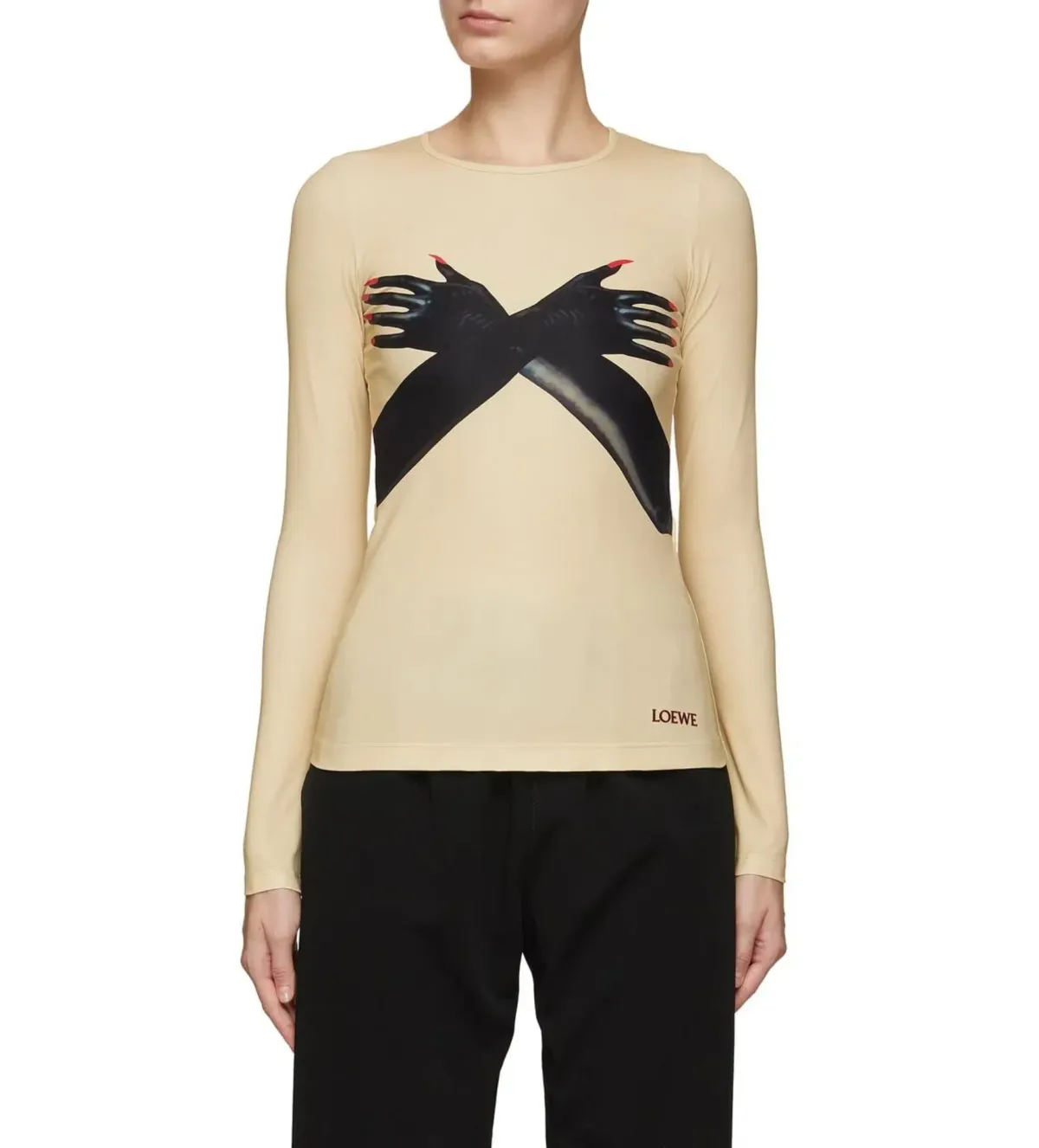 Loewe Glove Print Top Cream Size UK 8 - Image 1