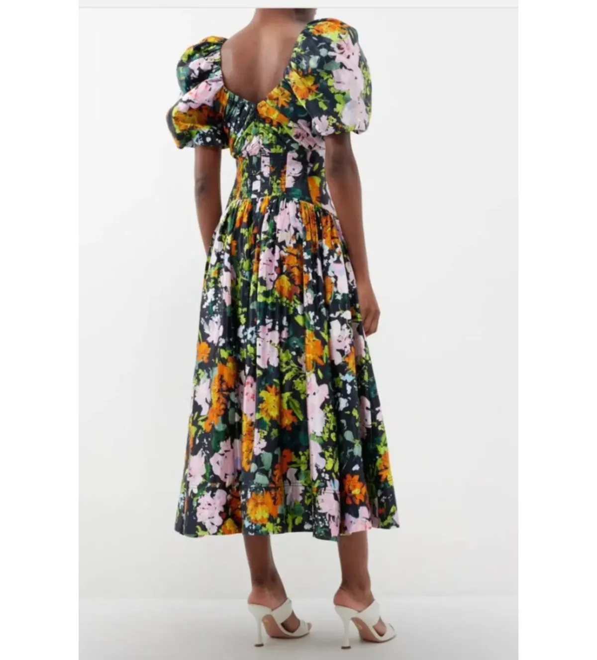 Aje Gabrielle plunged midi dress in Midnight floral Size UK 12 - Image 3