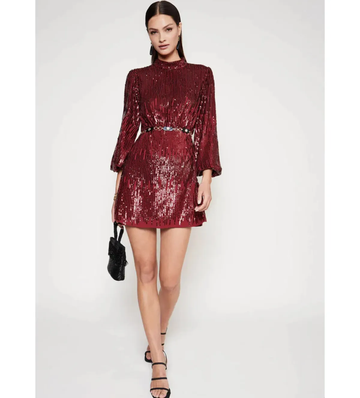 RIXO  Samantha Mini dress in Burgundy  Size UK 14 - Image 1