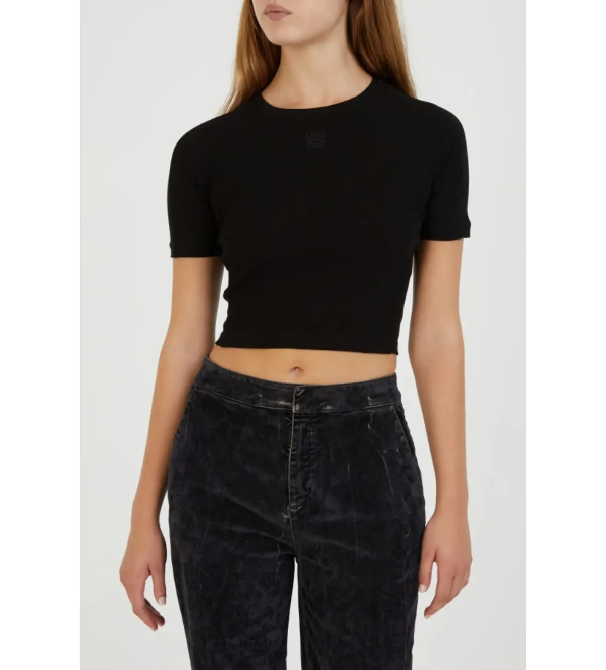 Loewe Anagram Cropped Tee Black Size L / UK 12 - Image 1