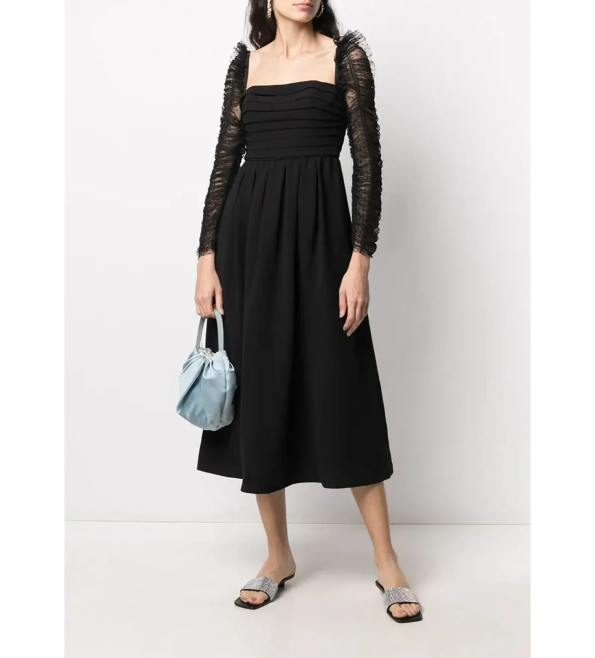 Self-portrait Dot Mesh Midi Dress Black Size UK 12 - Image 1