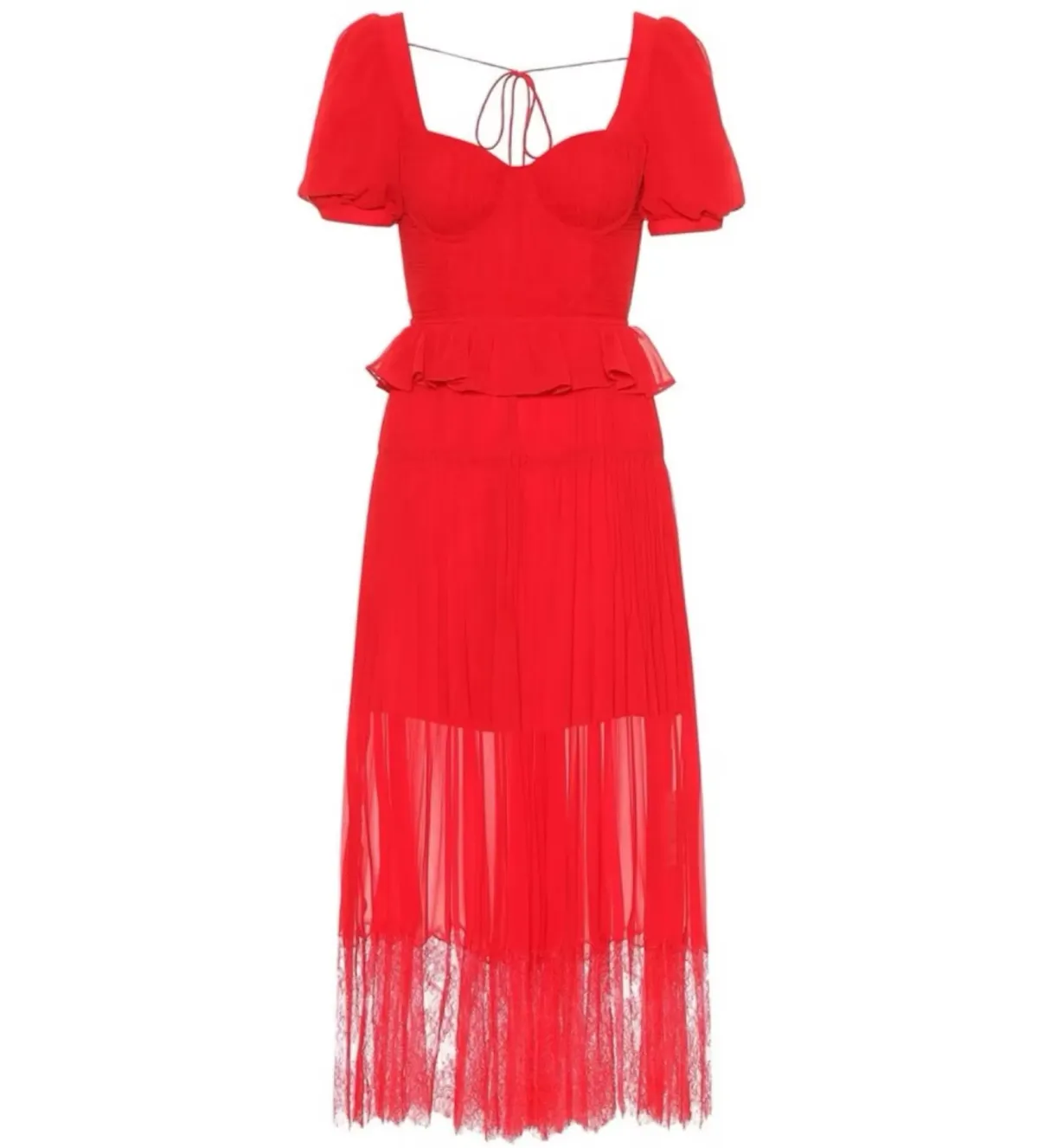 Self-portrait Short Sleeve Midi Dress Red Size UK 12 - Image 3