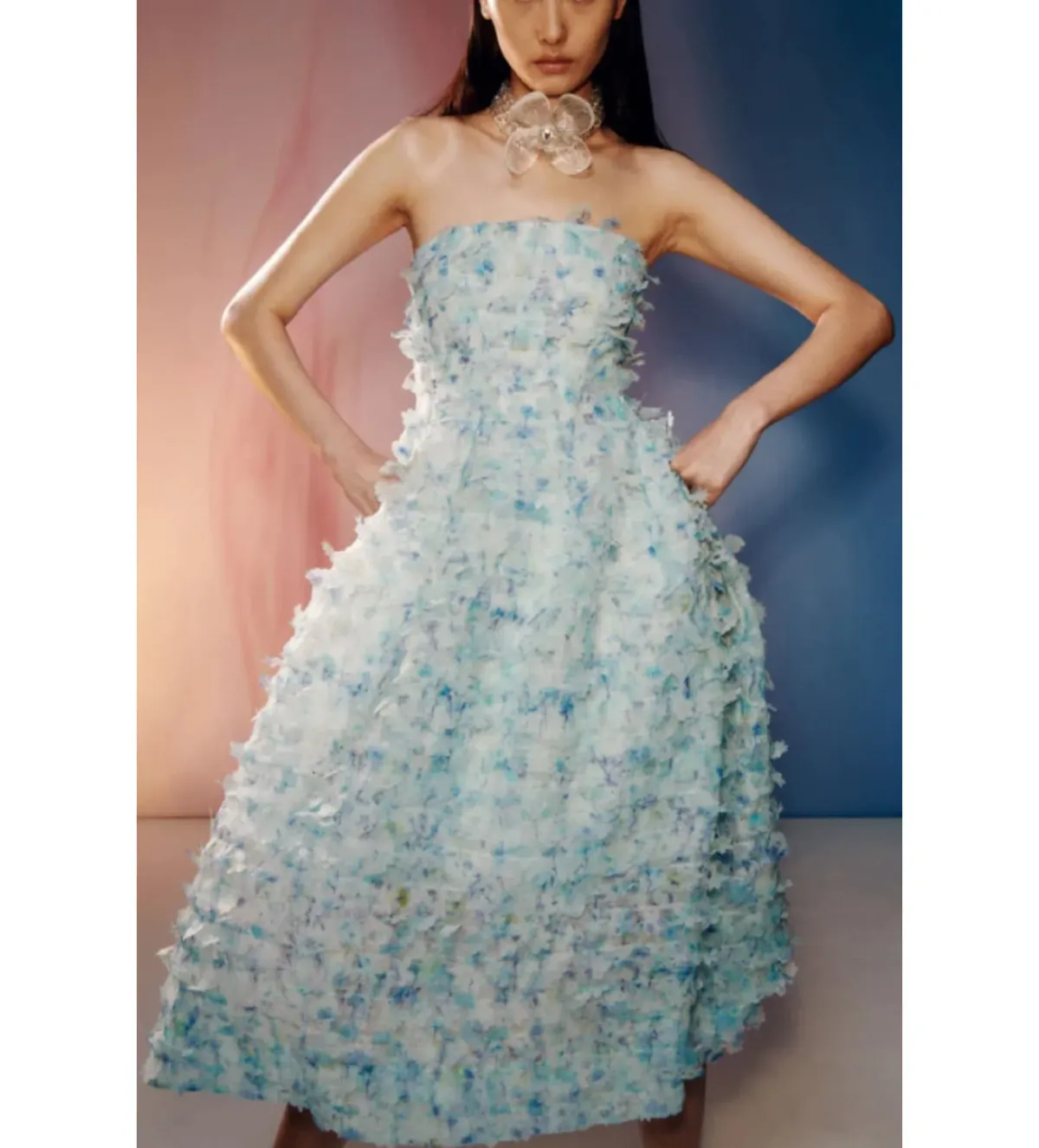 Susan Fang x & Other Stories Floral Appliqué Midi Dress Multi Size UK 12 - Image 1