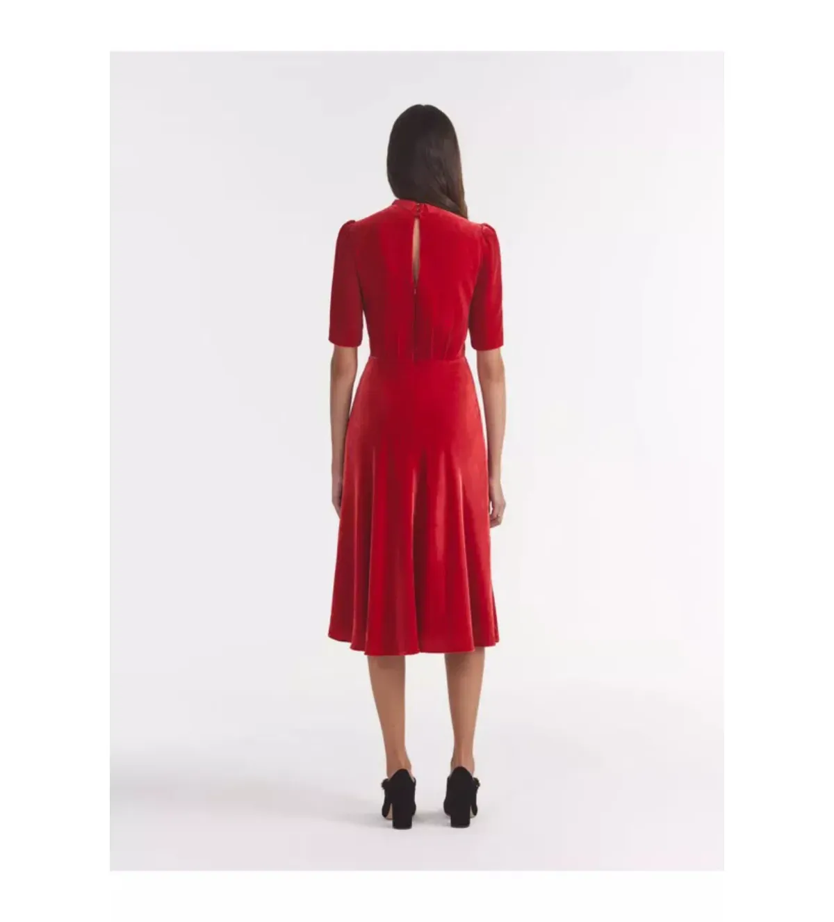 Saloni Dahlia Midi Dress Red Size UK 14 - Image 5