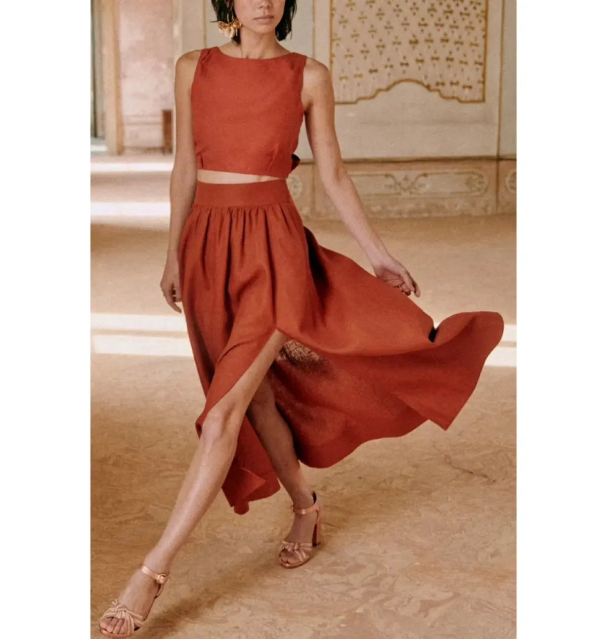 Sezane Terracotta Co Ords Set Orange Size UK 12 - Image 2