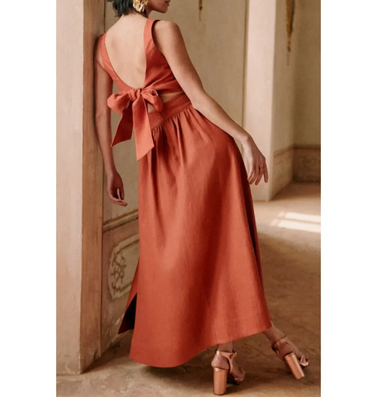 Sezane Terracotta Co Ords Set Orange Size UK 12 - Image 3