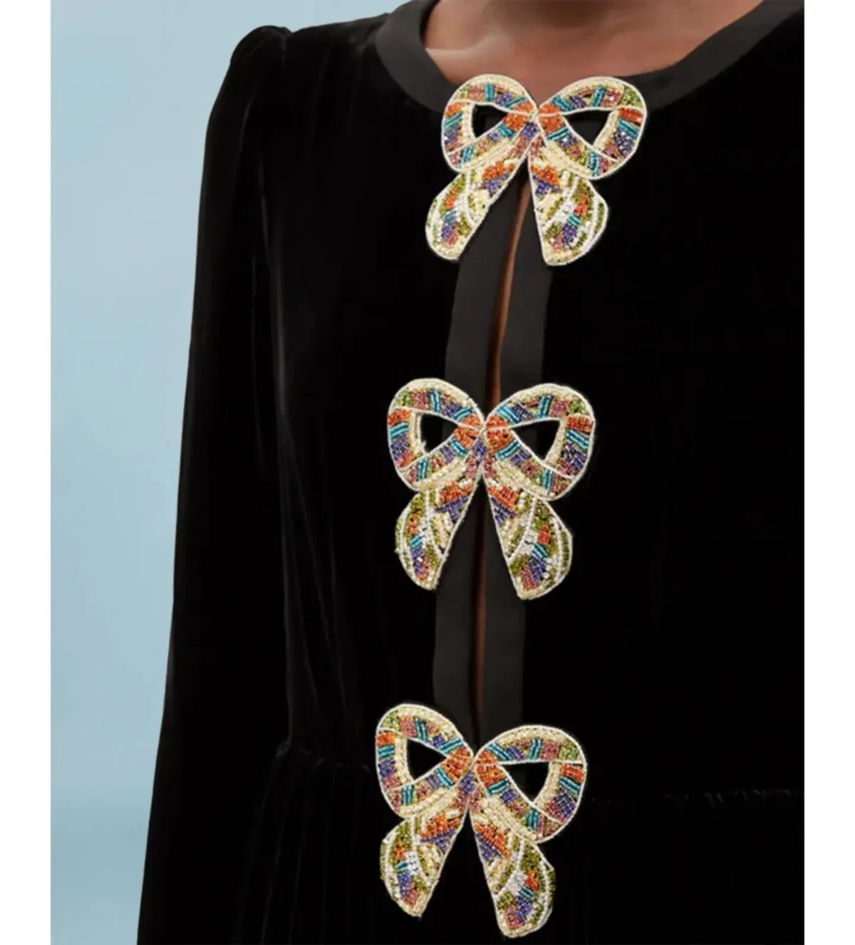 Saloni Camille Velvet Midi Dress Black Size UK 14 - Image 2