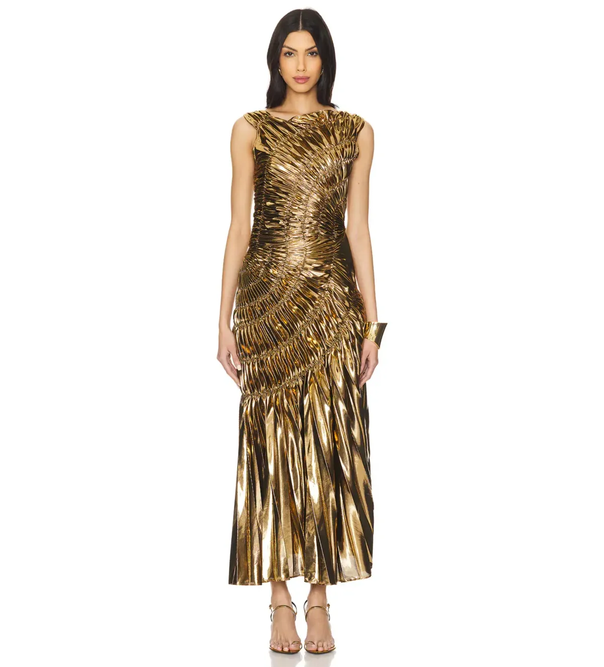 Georgia Hardinge Fossil Maxi Dress Gold Size 12 - Image 1