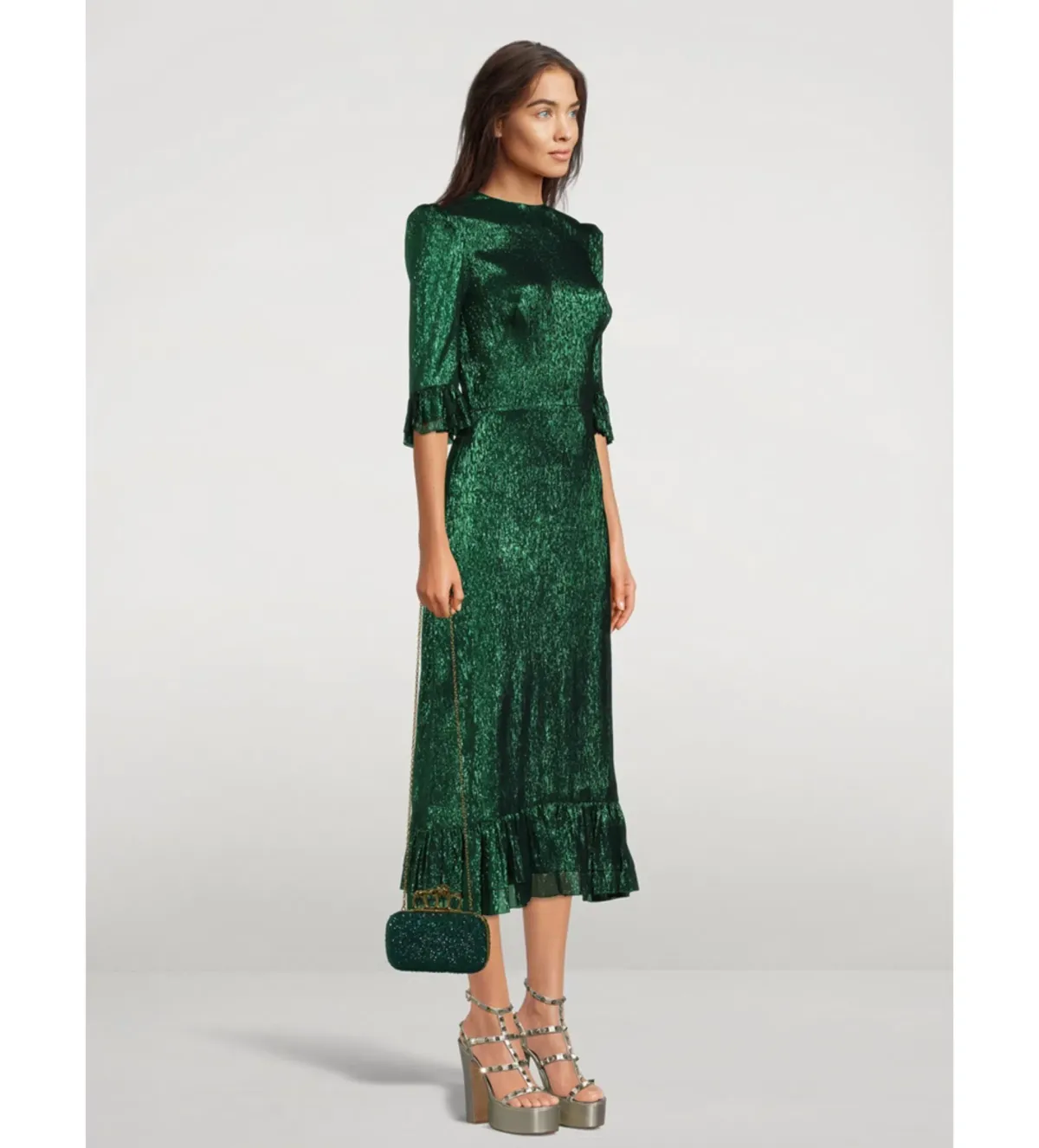 The Vampire’s Wife Falconetti Midi Dress Metalic Green Size UK 12 - Image 2