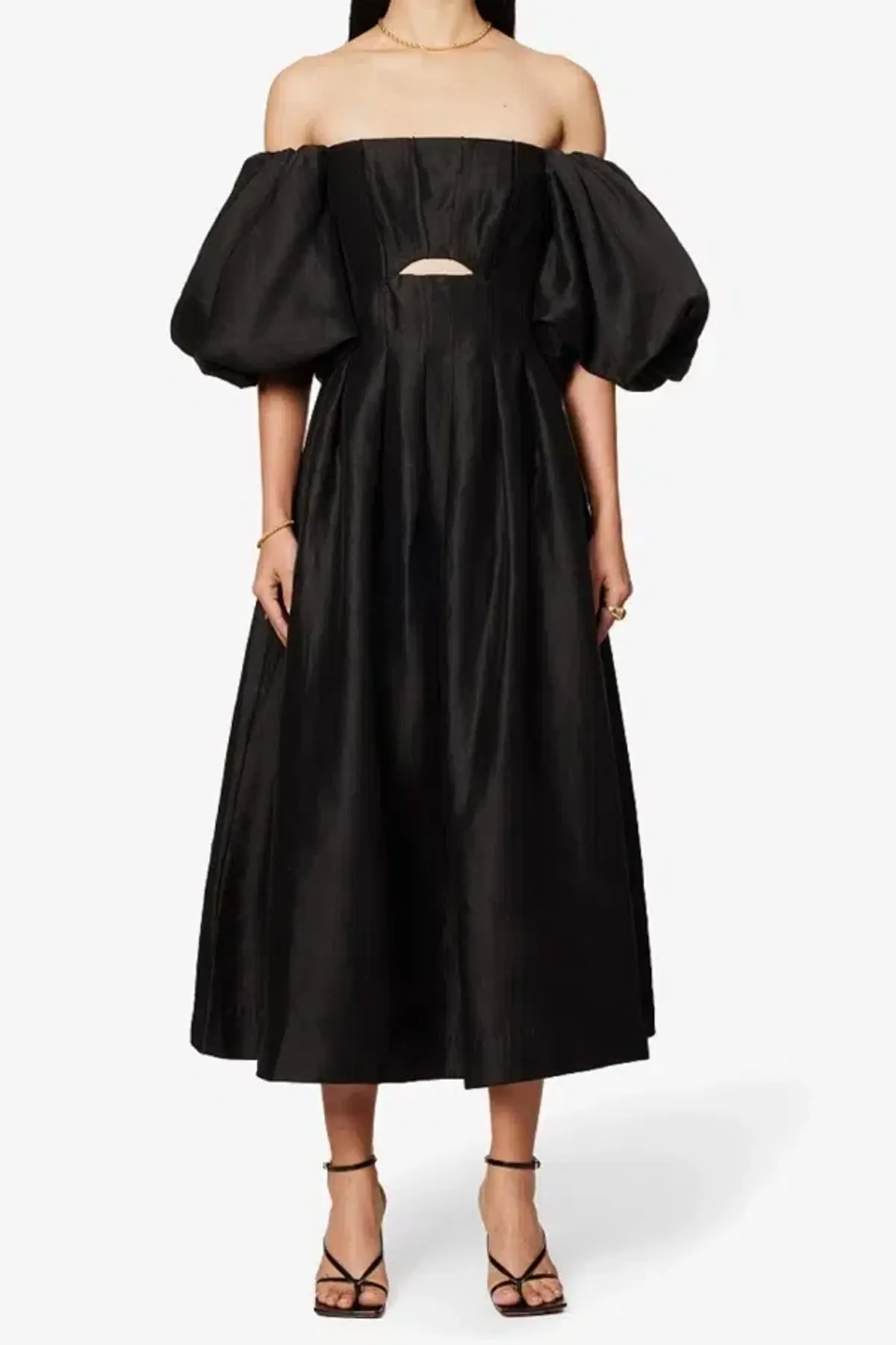 Aje Eugenie Midi Dress Black Size UK 12 - Image 1