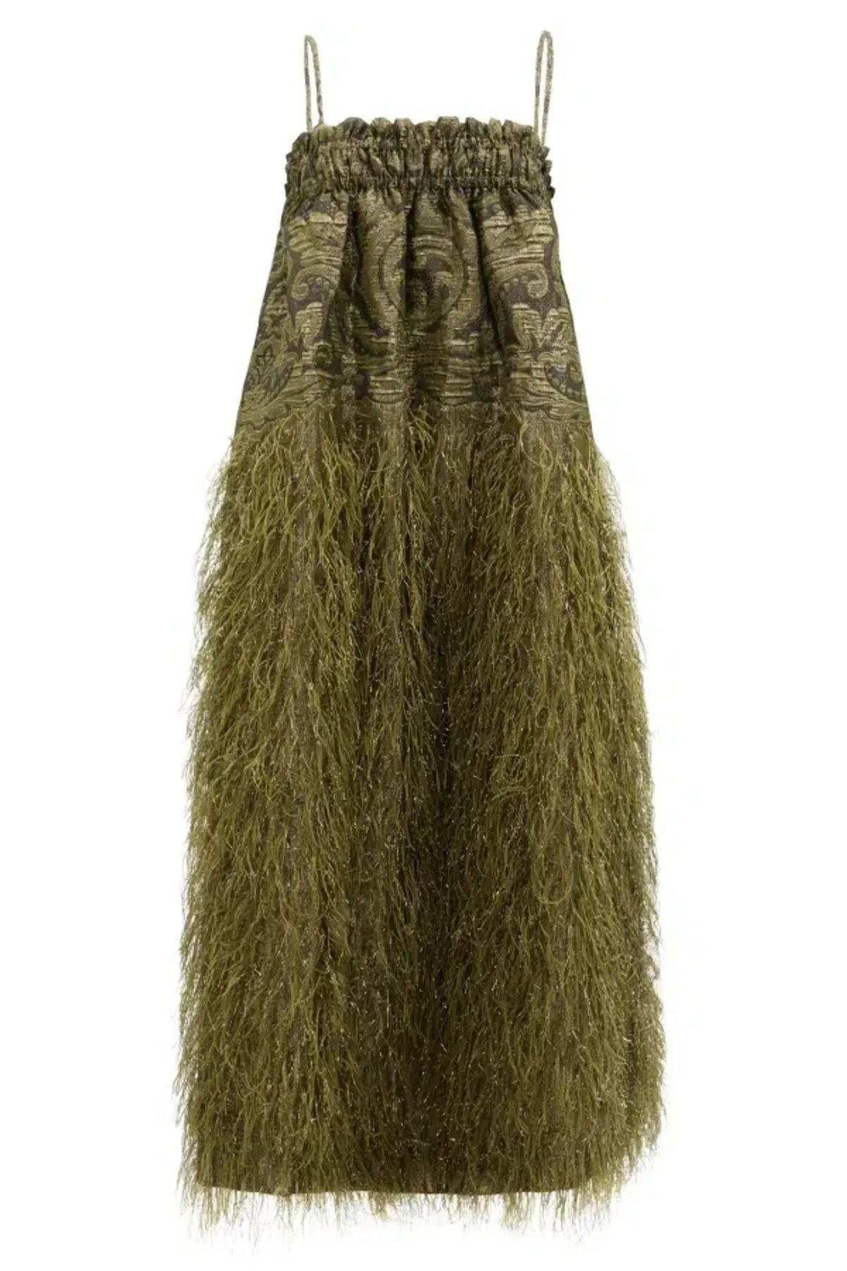 Ganni Feathery Midi Dress Green Size UK 8 - Image 4