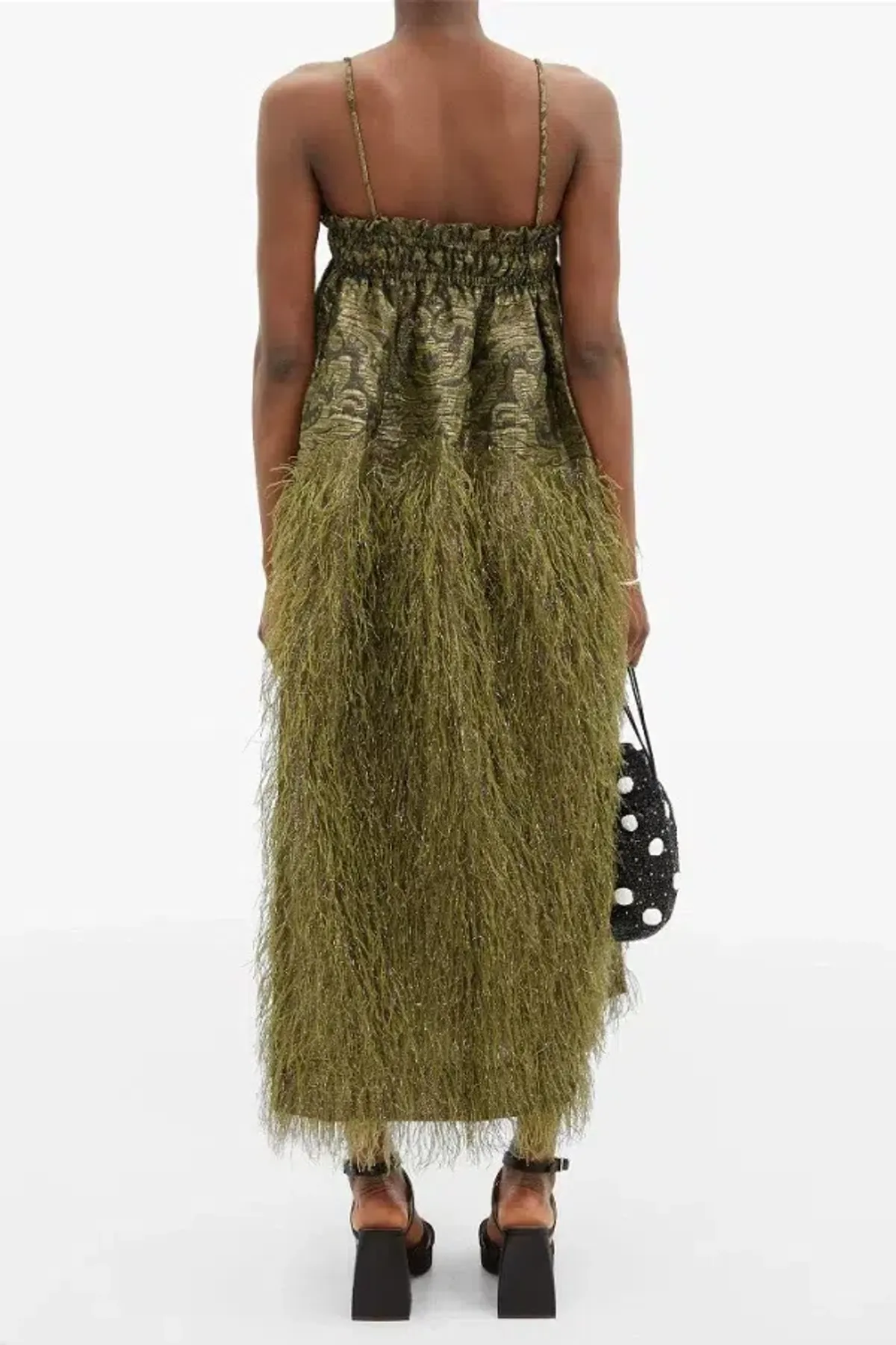 Ganni Feathery Midi Dress Green Size UK 8 - Image 2