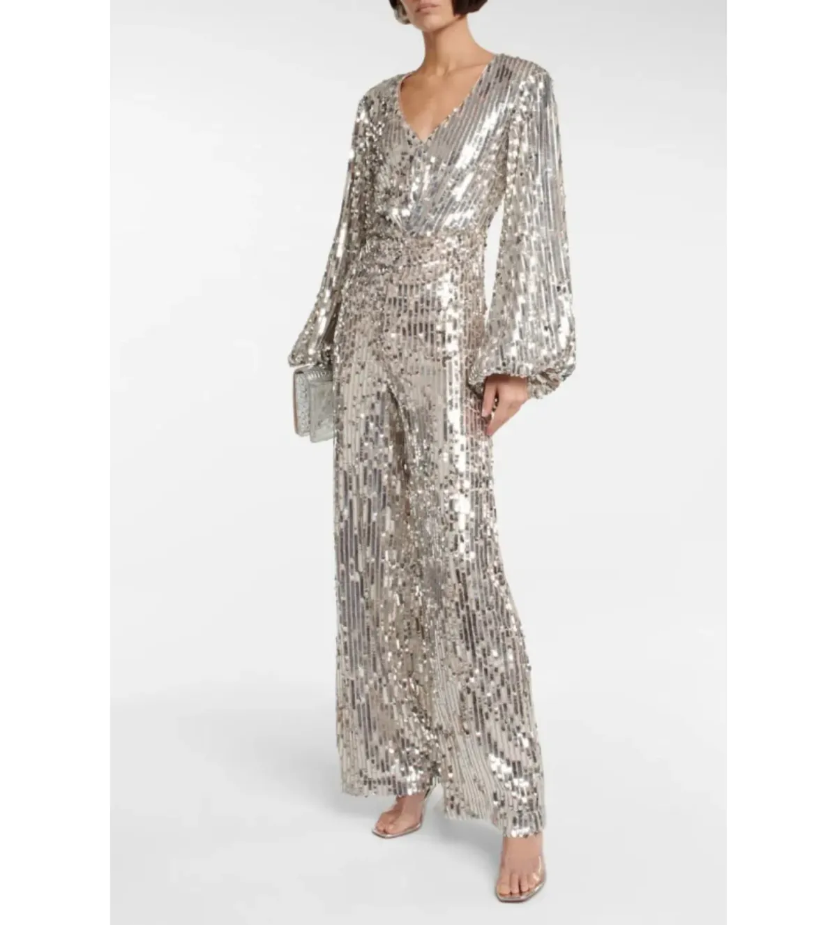 Rotate By Birger Christensen Orin Jumpsuit Silver Sequin Size UK 10 - Image 1