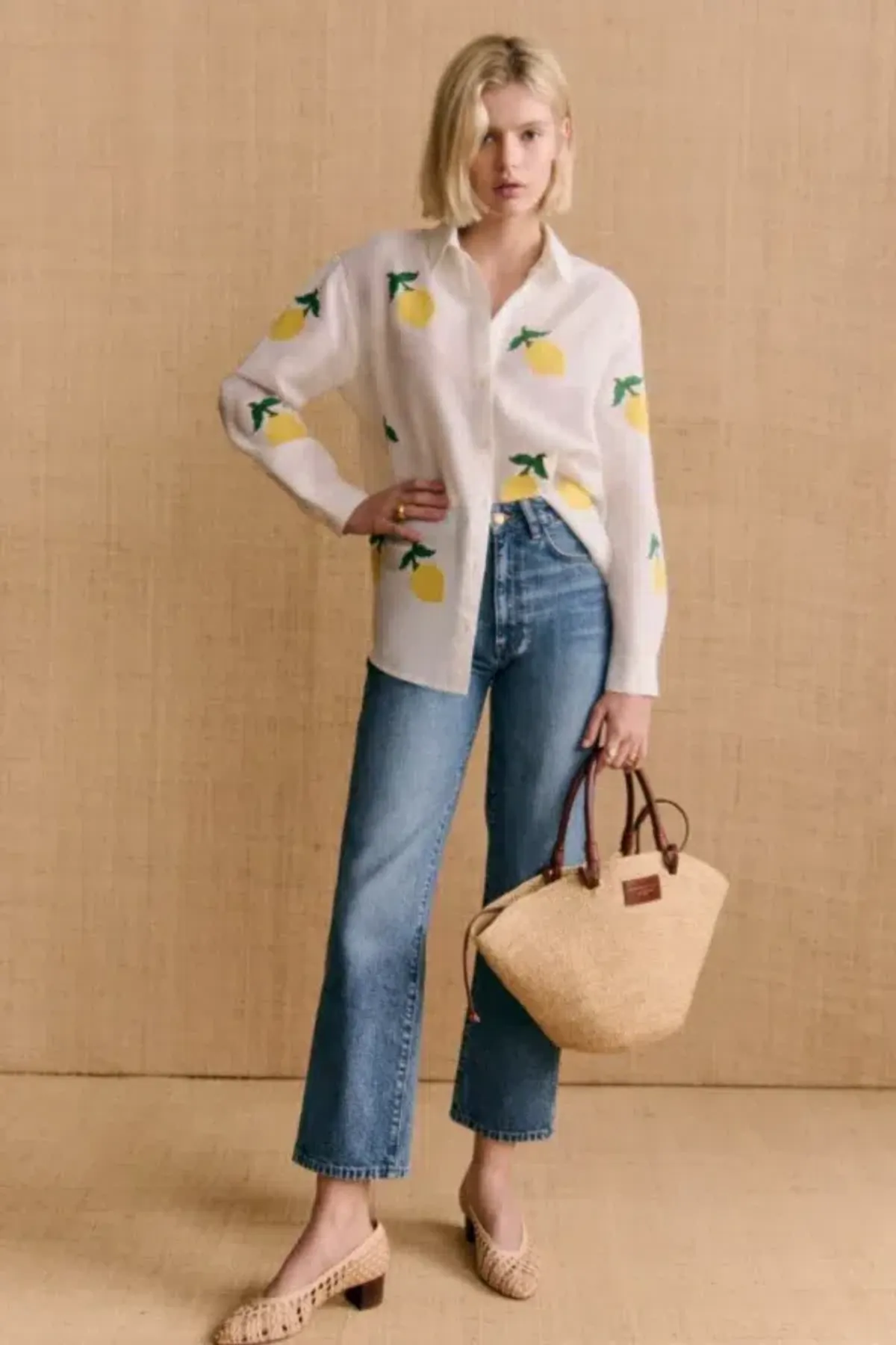 Sezane Marzia Lemon Shirt Print Size 12 - Image 2
