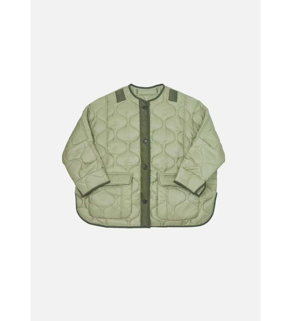 Frankie Shop Teddy Quilted Jacket Moss Green Size UK 12 - Image 9