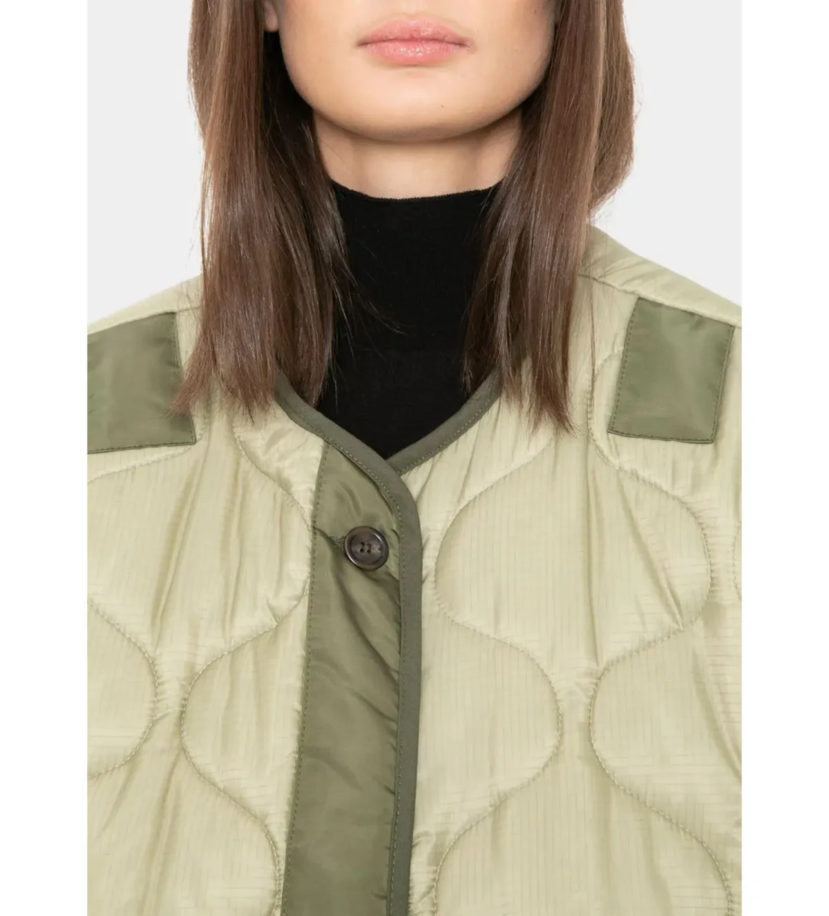 Frankie Shop Teddy Quilted Jacket Moss Green Size UK 12 - Image 4