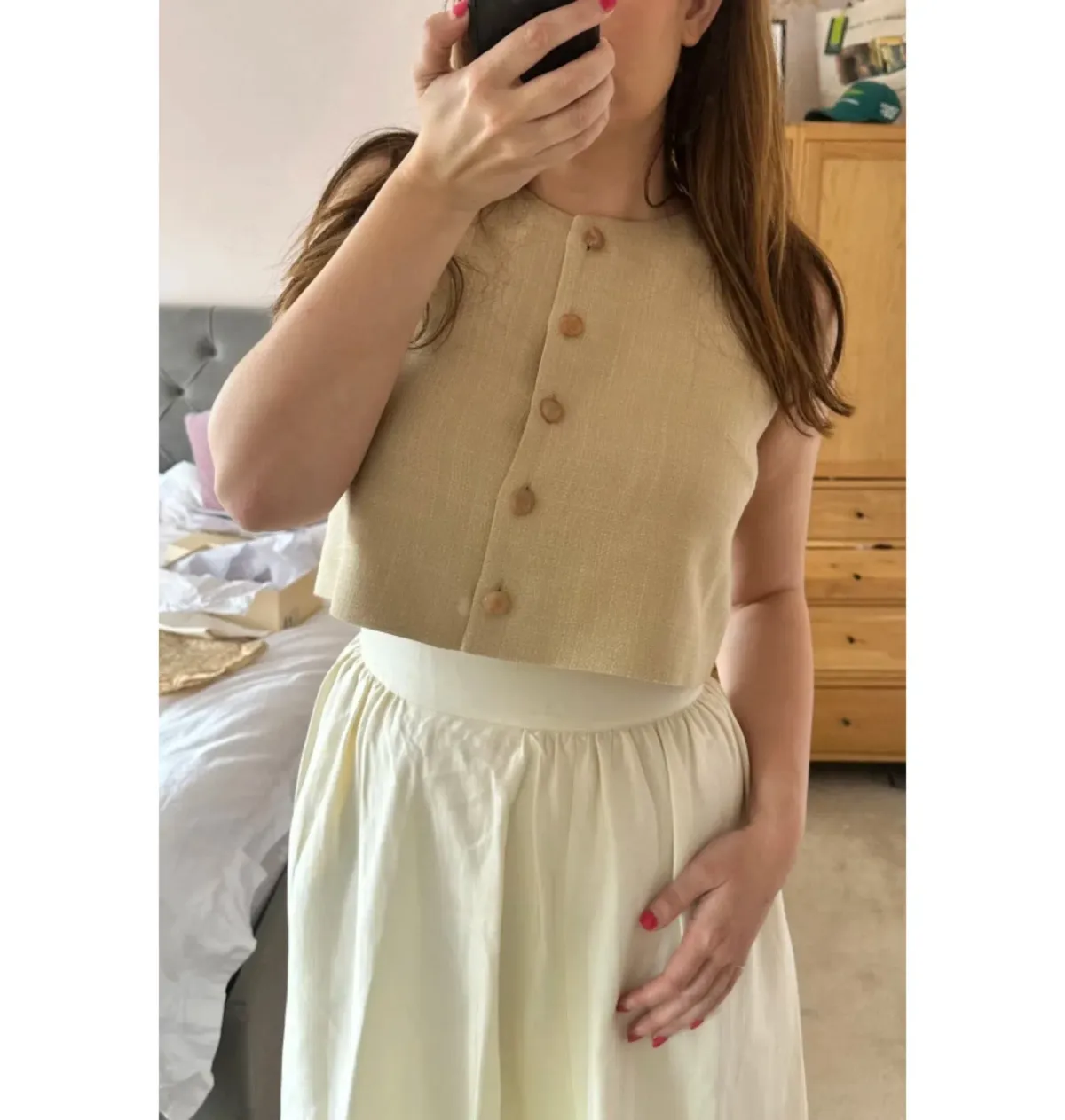 Sezane Altea Blouse Beige Size 12 - Image 3