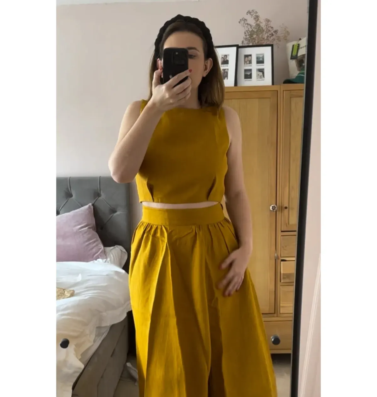 Sezane Ochre Co Ords Maxi Dress Yellow Size 12 - Image 3