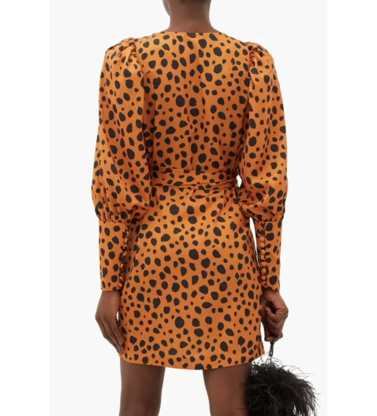 Rhode Frankie Leopard-Print Polka-Dot Satin Wrap Mini Dress Size UK 10 - Image 3