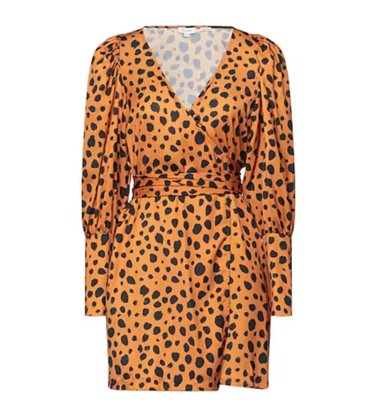 Rhode Frankie Leopard-Print Polka-Dot Satin Wrap Mini Dress Size UK 10 - Image 4