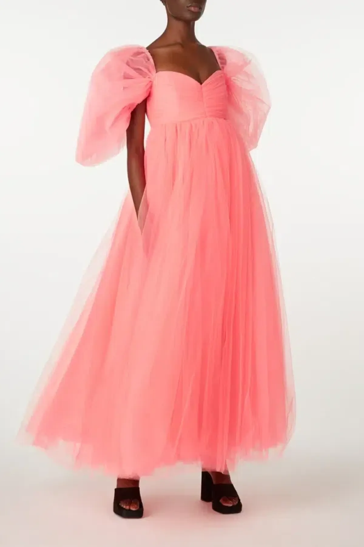 Anouki Draped Corset Tulle Maxi Dress Pink Size UK 12 - Image 2