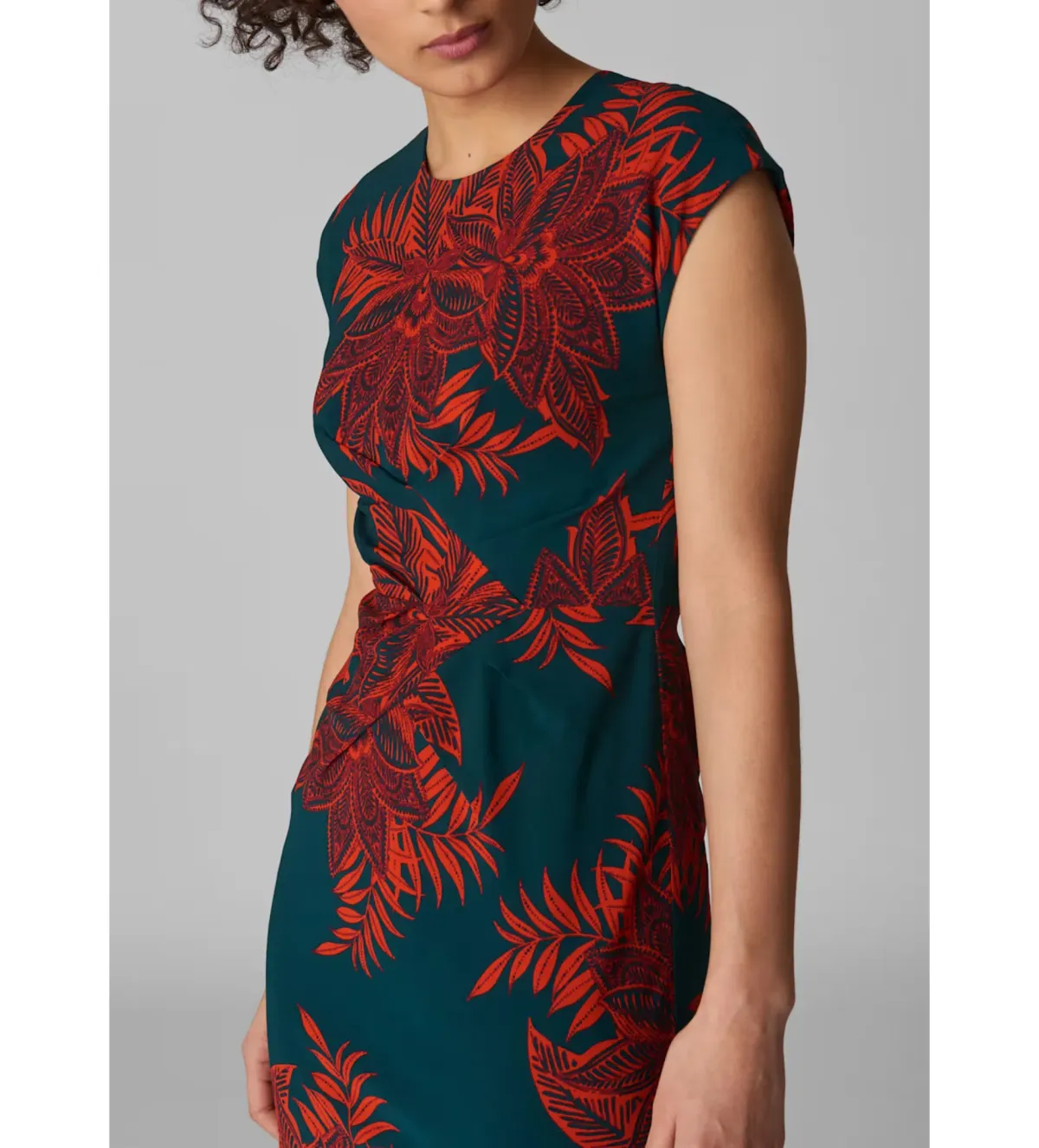 Whistles Silk Bodycon Dress in Palmyra Print Size UK 12 - Image 3