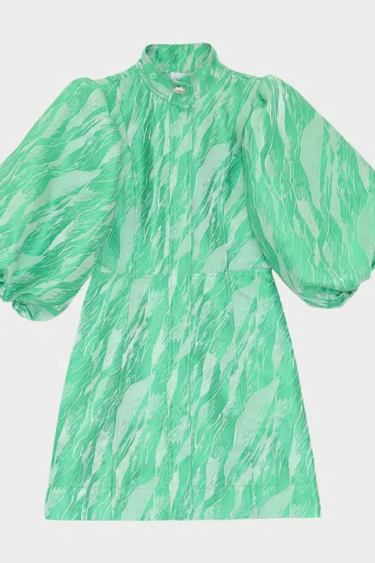 Ganni Jacquard Mini Dress Green Size UK 10 - Image 3