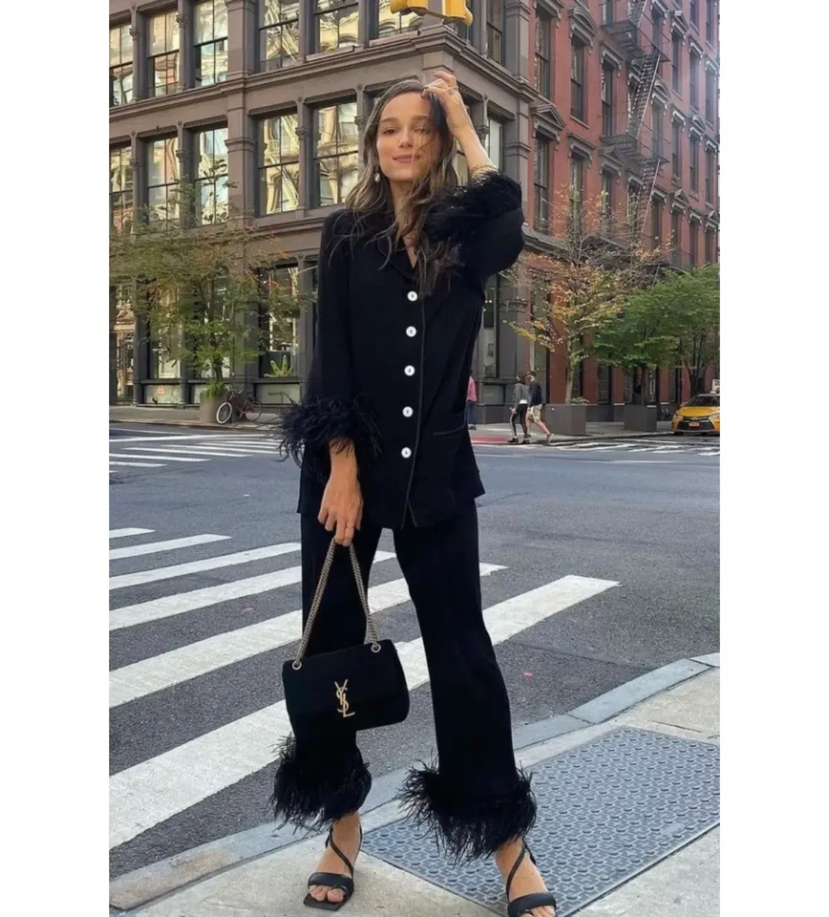 Sleeper Party Pyjama Set with double feathers Black Size L/UK 14-16 - Image 1