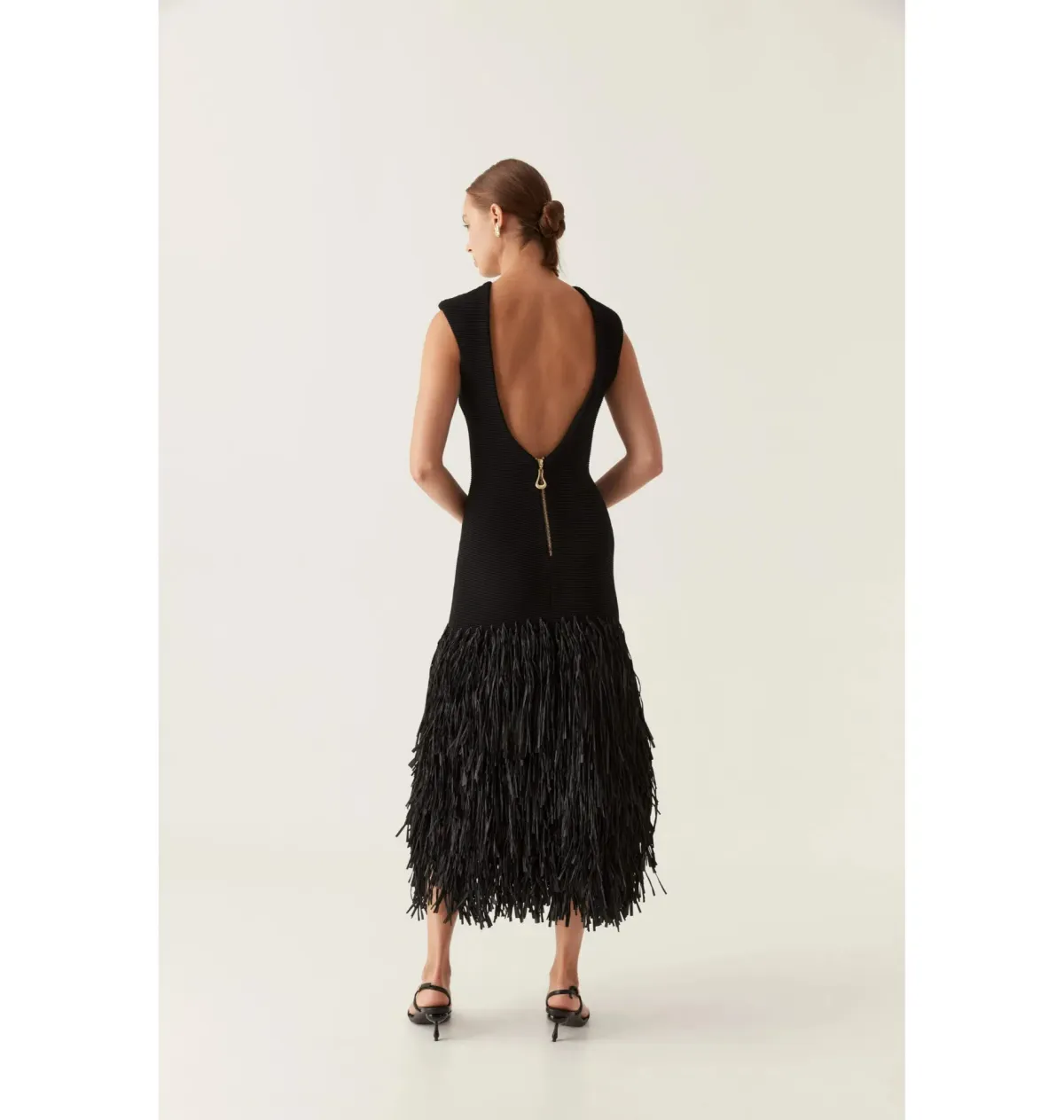Aje Rushes Midi Dress Black Size UK 14 - Image 4