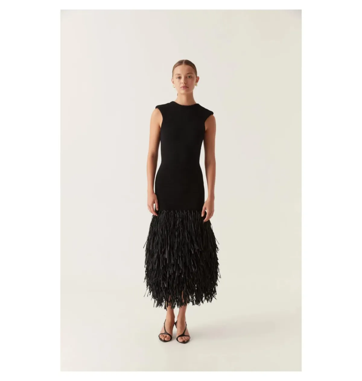 Aje Rushes Midi Dress Black Size UK 14 - Image 1