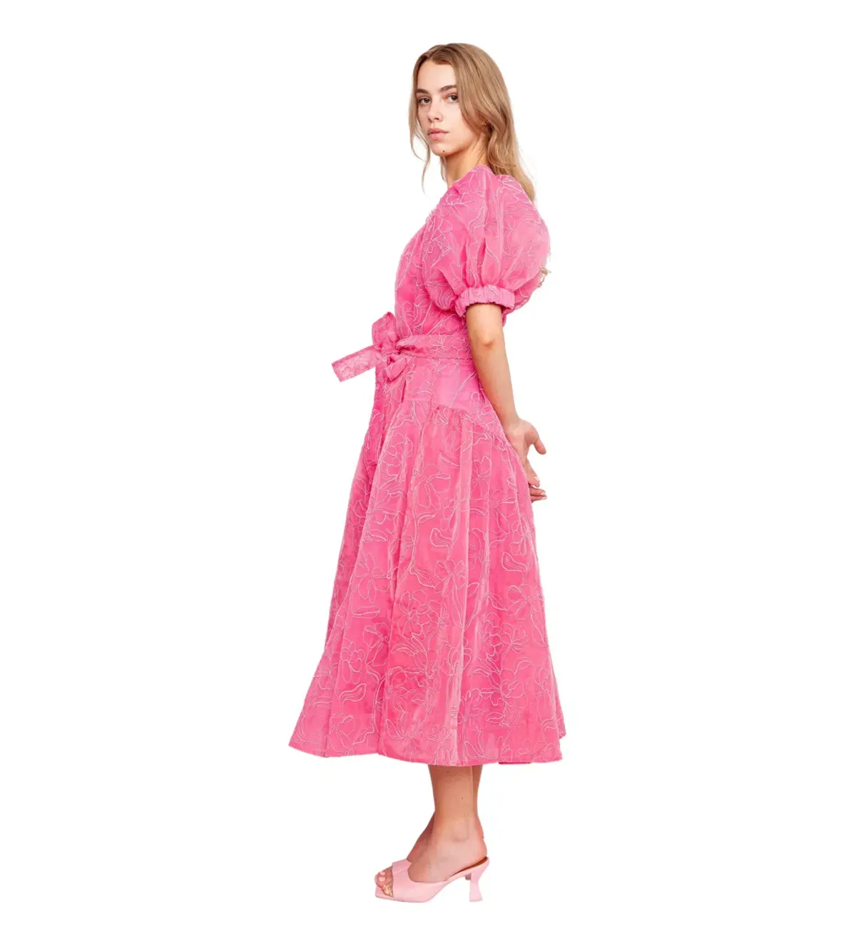  Aje  Evangeline Cornelli Midi Dress in Protea Pink Size UK 12 - Image 2