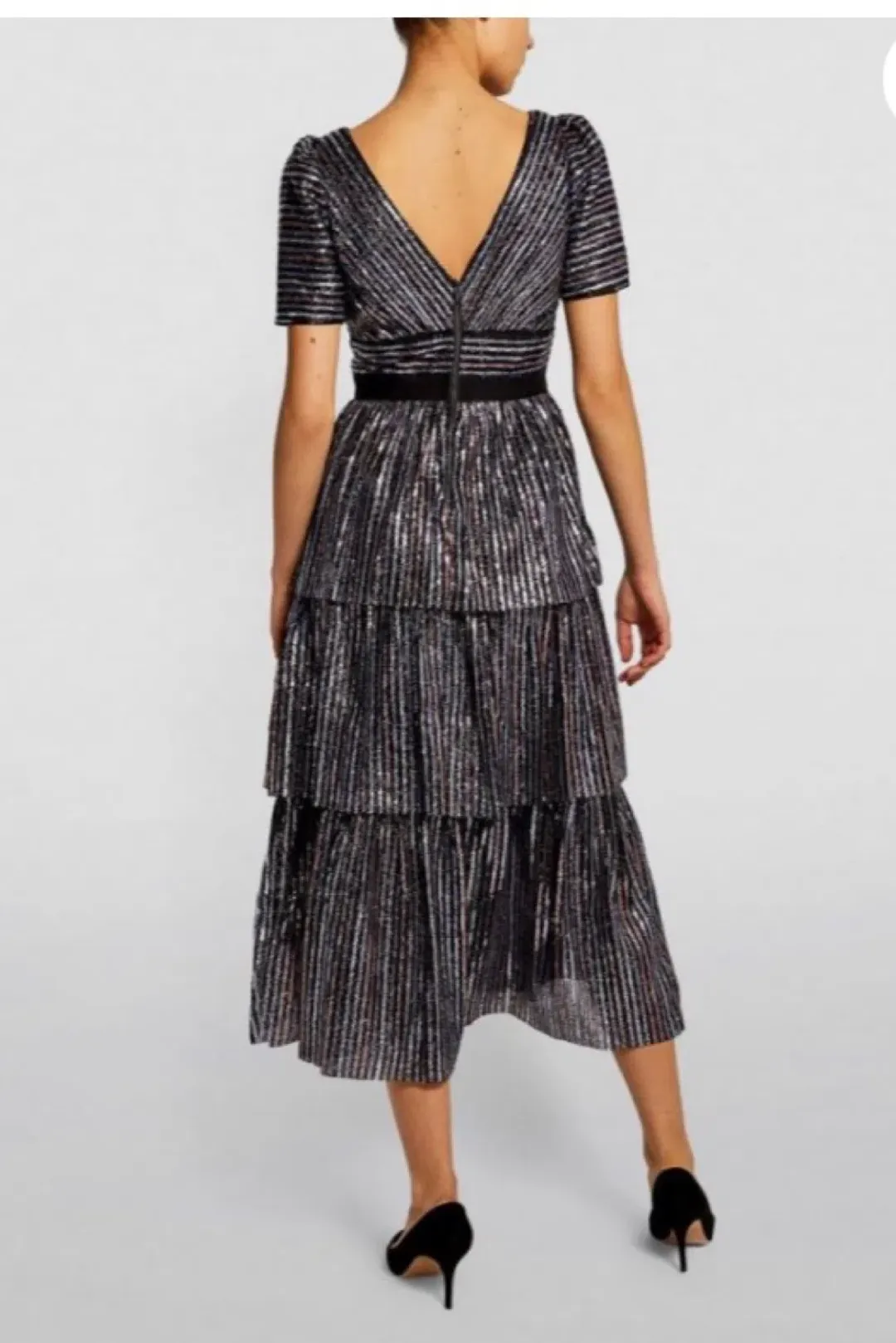 Self-Portrait Tiered Sequin Midi Dress Size UK 12 for rent on The Volte - main image
