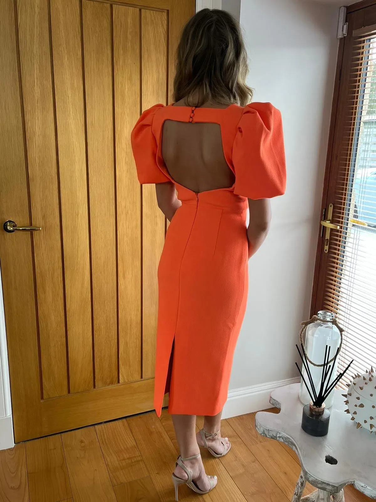 Rebecca Vallance Orange Backless Midi Dress UK Size 14 - Image 2