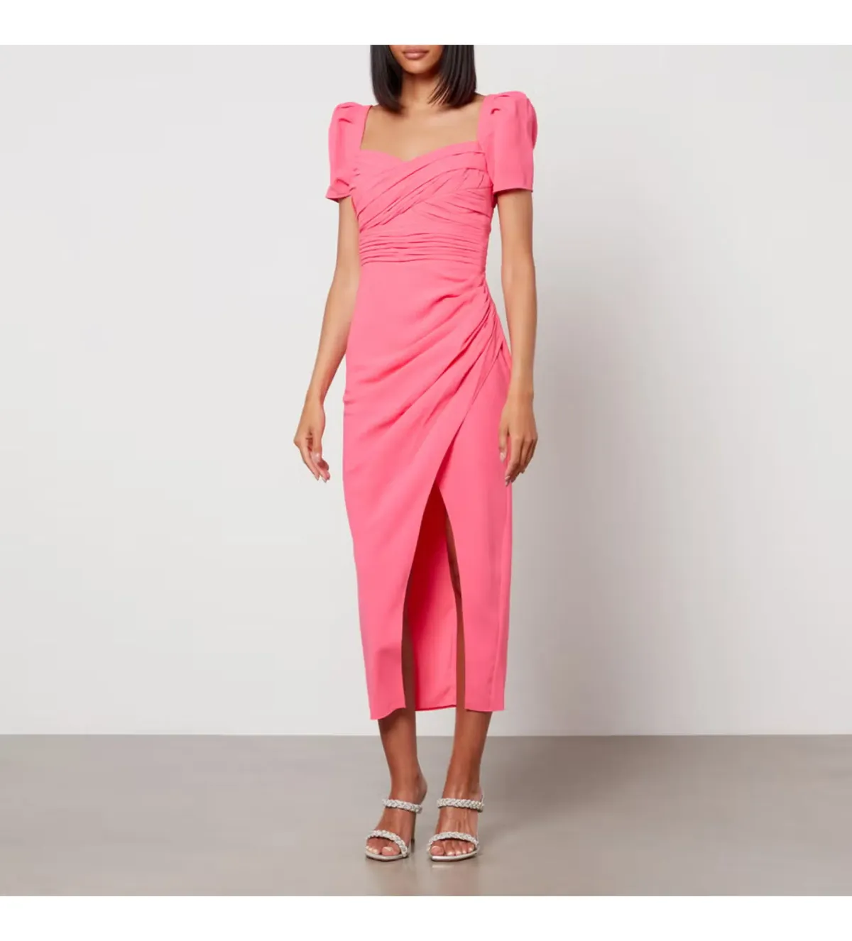 Self Portrait Iris Crepe Midi Dress Pink Size UK 16 - Image 1