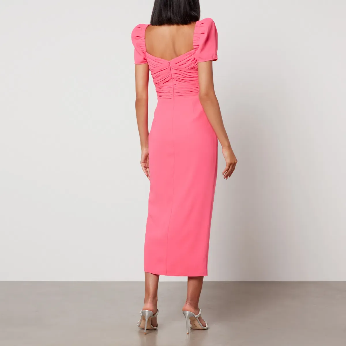 Self Portrait Iris Crepe Midi Dress Pink Size UK 16 - Image 3