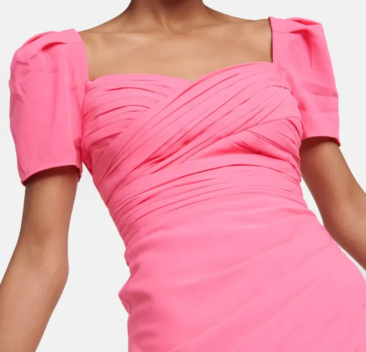 Self Portrait Iris Crepe Midi Dress Pink Size UK 16 - Image 4