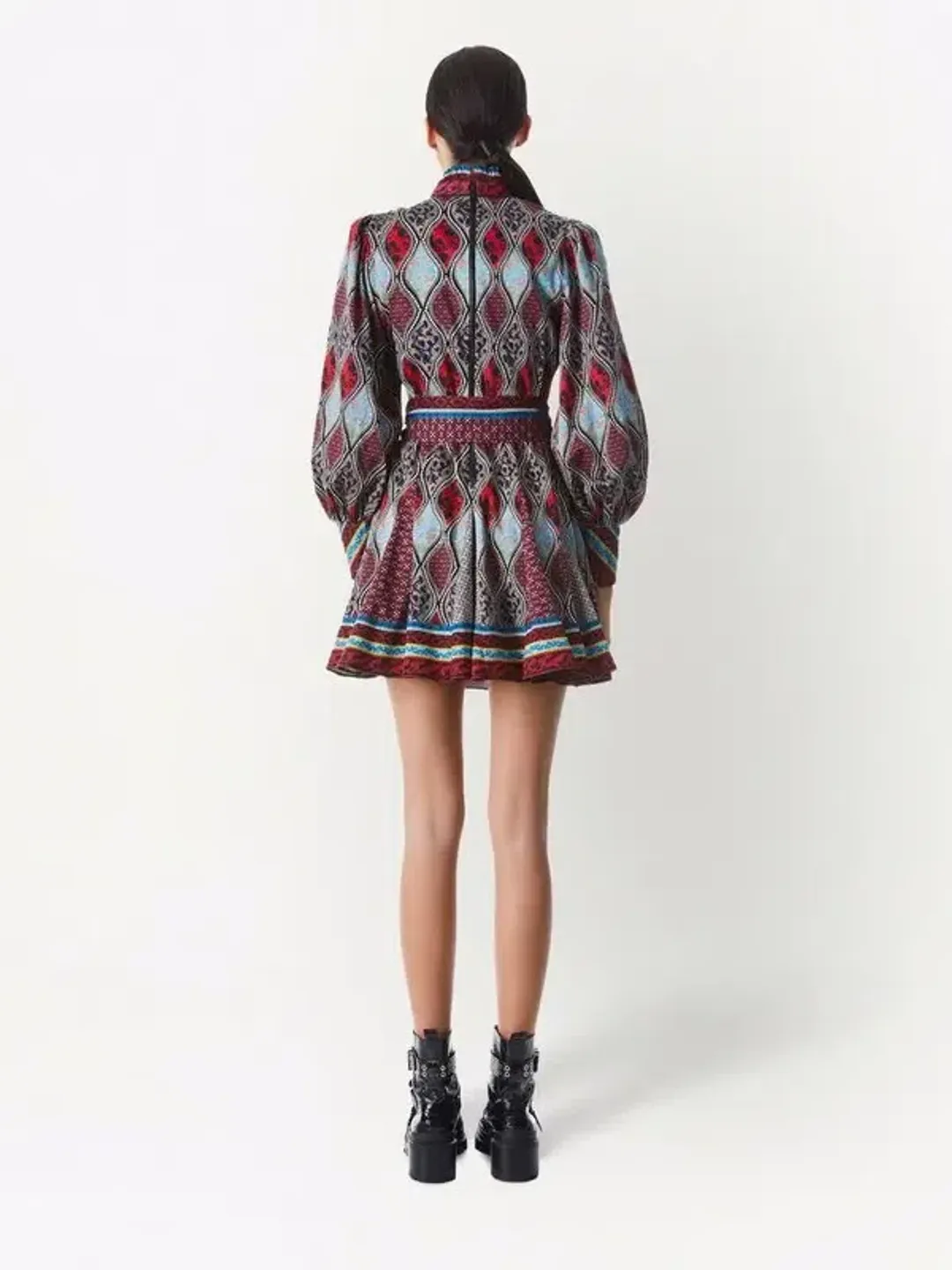 Alice and Olivia Mina Button Front Godet Mini Dress Multicolor Size UK 12 for rent on The Volte - main image