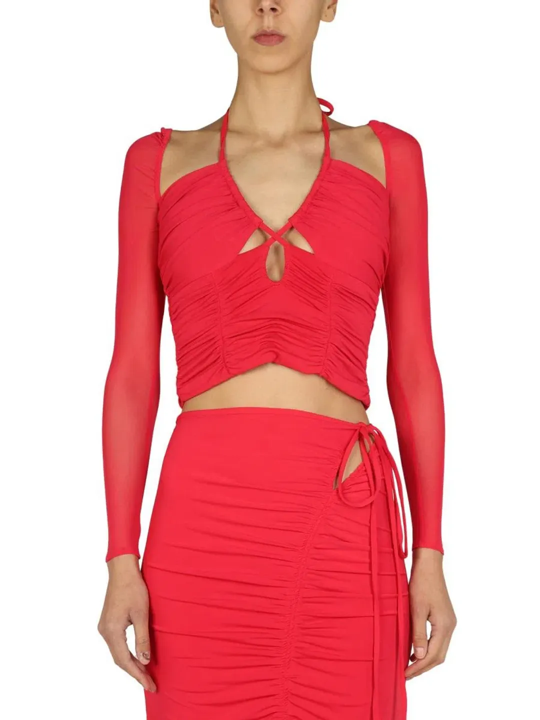 Self Portrait Jersey Cut Out Midi Dress Fuschia Size UK 14 for rent on The Volte - main image