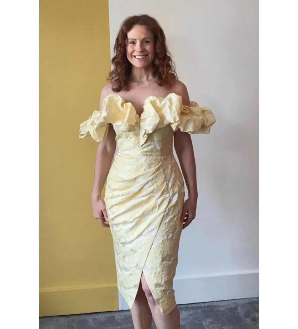 Lavish Alice Katie Rose Midi Dress Yellow Size UK 10 - Image 1