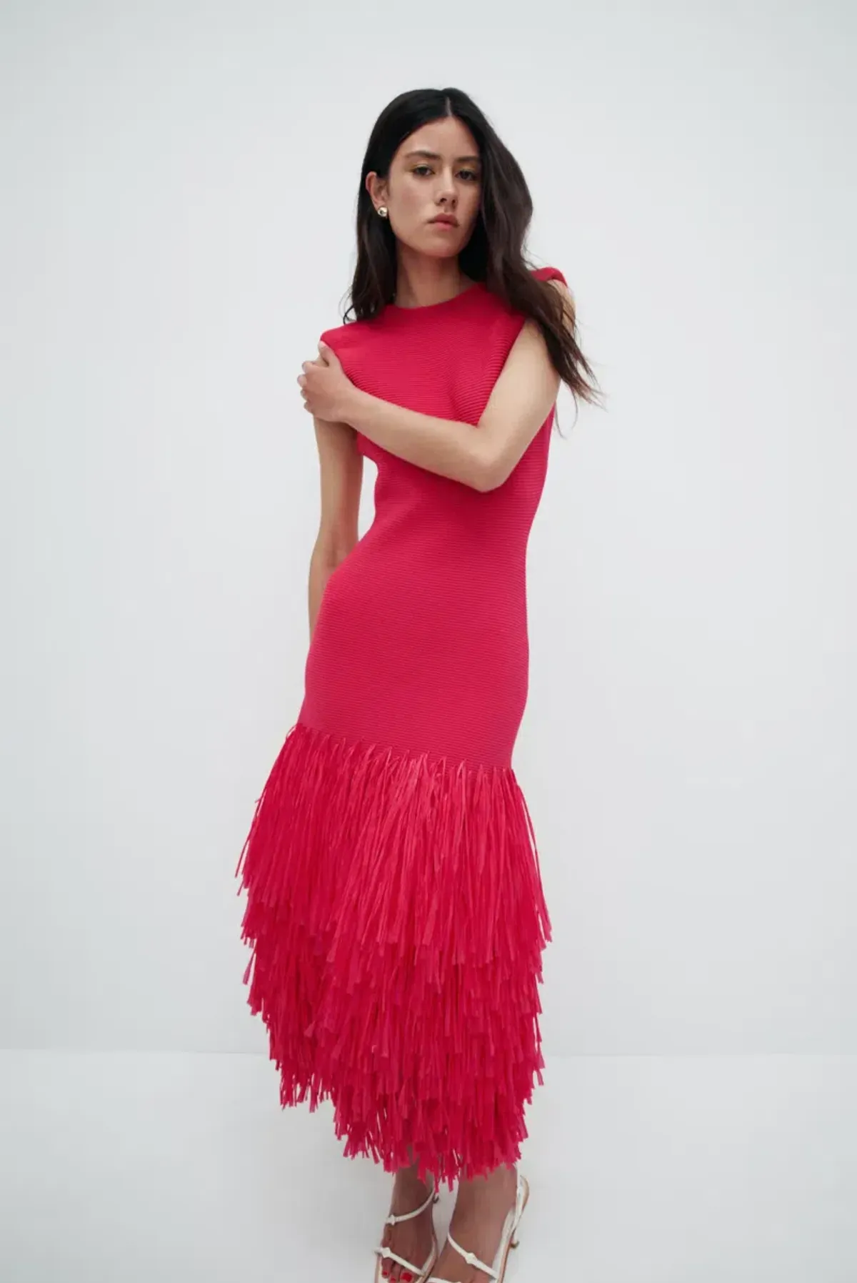 Aje Rushes Raffia Knit Midi Dress - Image 2