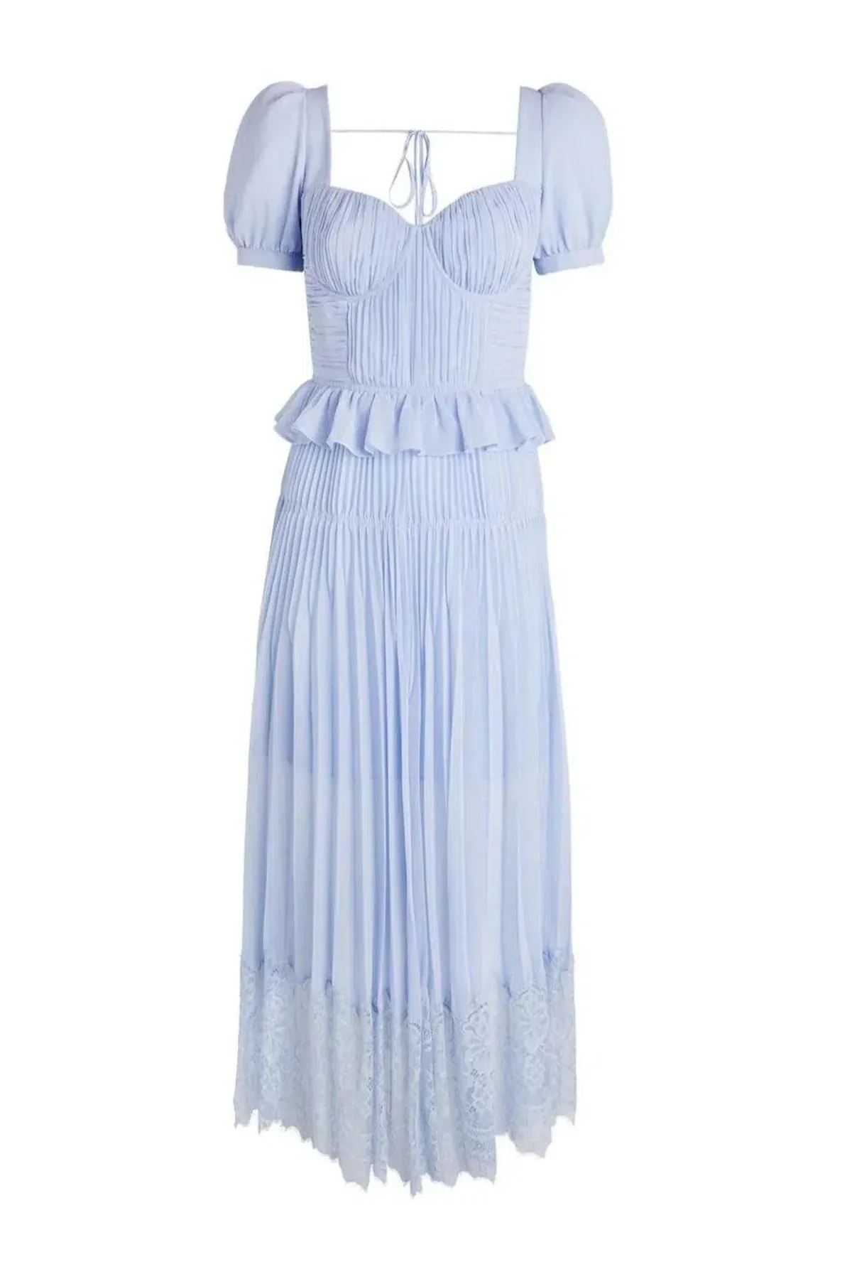 Self Portrait Blue Chiffon Midi Dress Size 10 - Image 2