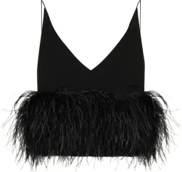 16ARLINGTON Poppy Cropped Feather Cami Top Black Size 12 for rent on The Volte - image 3