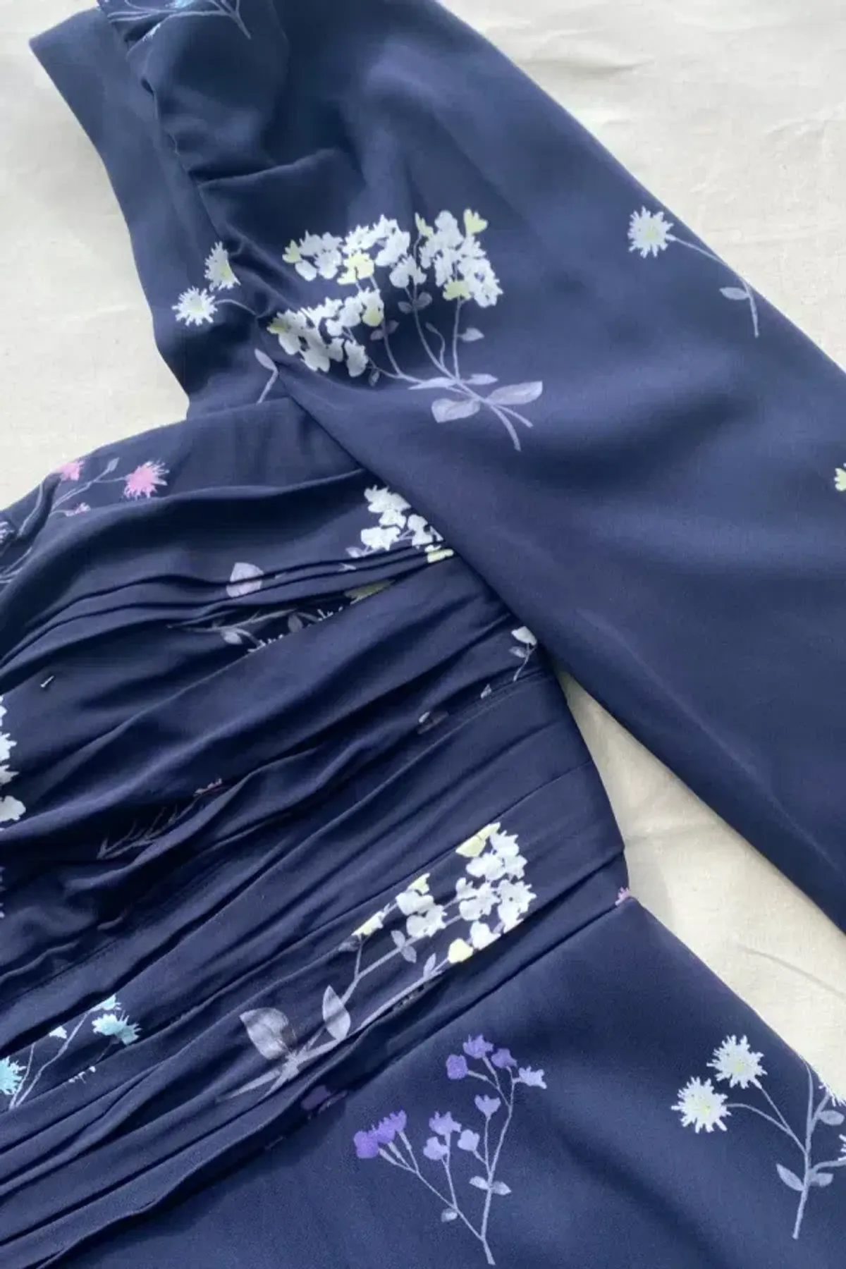 Self Portrait Navy Vintage Floral Midi Dress Size 10 - Image 3