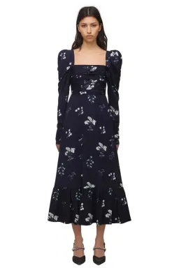 Self Portrait Navy Vintage Floral Midi Dress Size 10 for rent on The Volte - image 1