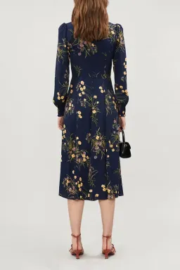 Reformation Wallflower Midi Dress Navy Floral Size 12 for rent on The Volte - image 3