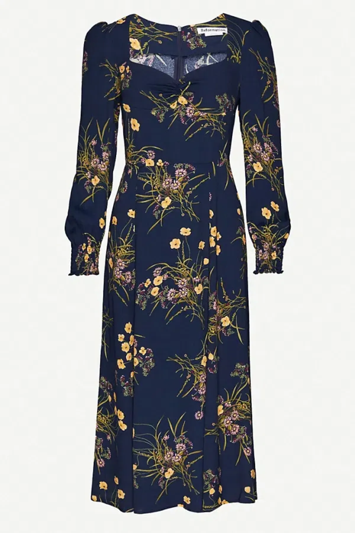 Reformation Wallflower Midi Dress Navy Floral Size 12 - Image 4