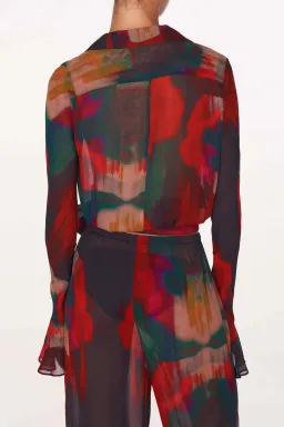 Rat & Boa Gemini Blouse Size M/UK10 and Roma Trousers Size L/UK12 Set Abstract Poppy Print for rent on The Volte - image 7