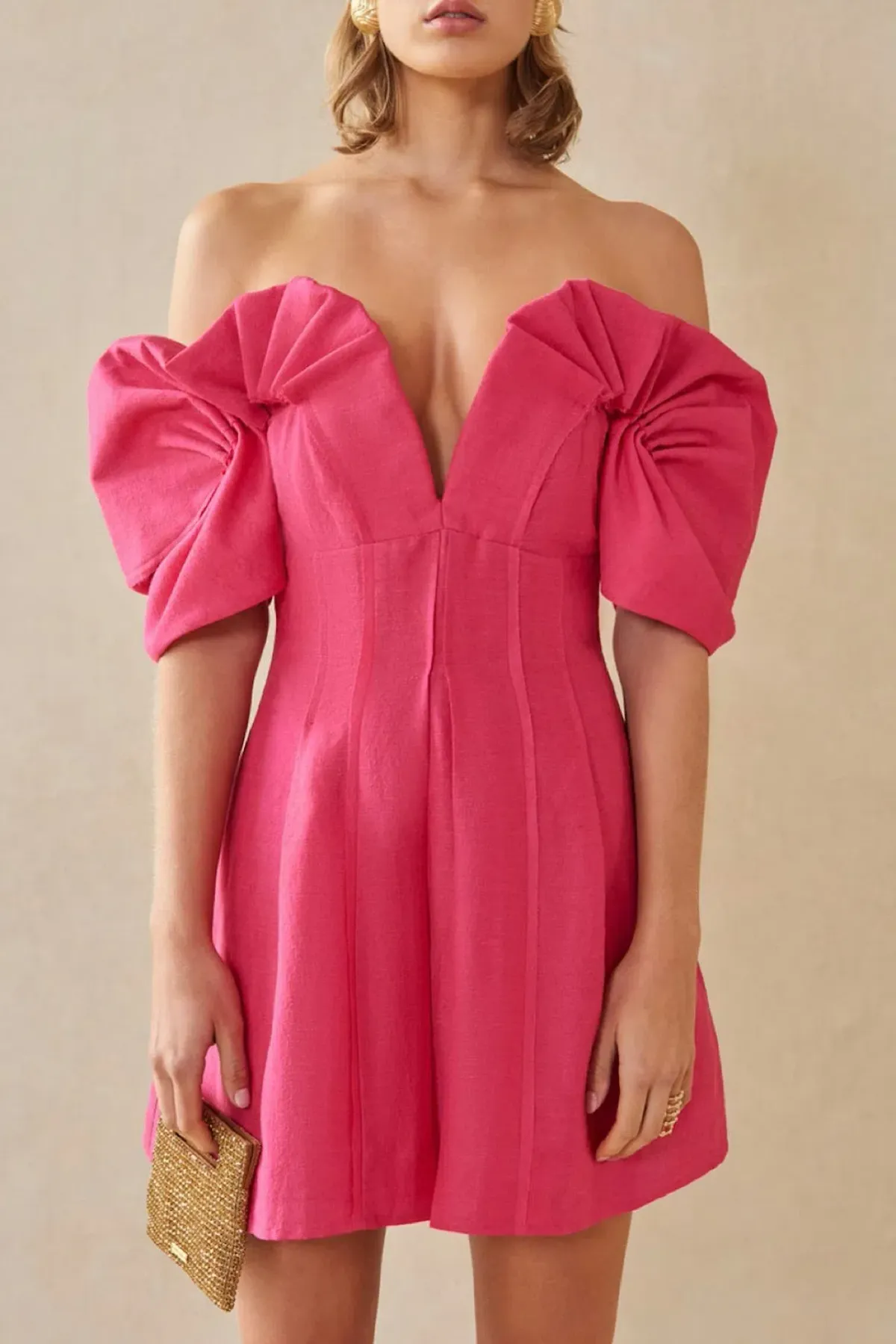 Cult Gaia Asal Mini Dress Calliandra Pink Size UK 12 - Image 2