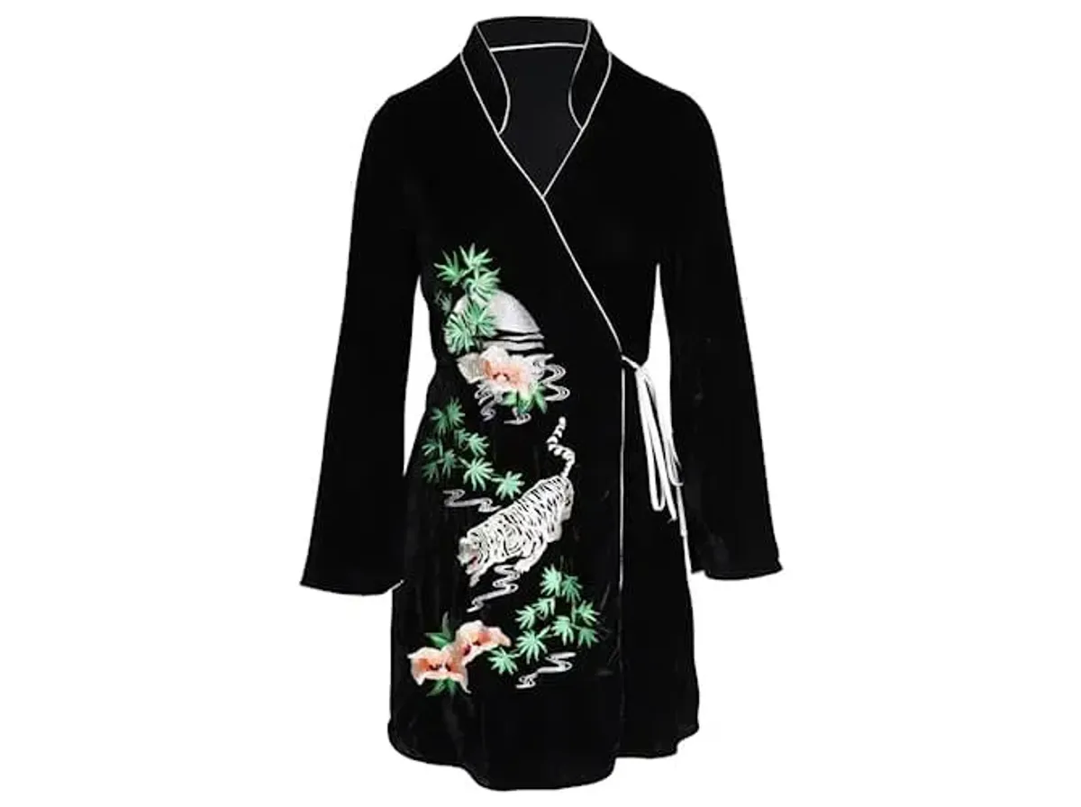 RIXO Iris Tiger Wrap Mini Dress Black Size UK 10 - Image 4